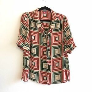 Vince Camuto short-sleeve tie-neck blouse